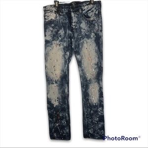 PRPS Distressed Demon Paint Splatter Button Fly Denim Jeans 33 X 34 Japanese￼